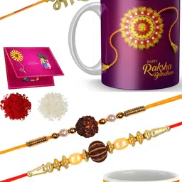 nnadn Thread MR-RR3-M3-R46 & RAKHI 2-3-148_0807 Gold Finish Rakhi, Chawal Roli Pack, Greeting Card, Mug Set-picture-24