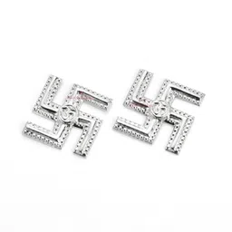 dhruvs collection Black Silver 925 Swastik Pair for Pooja, Mandir Decoration & Gifting Decorative Showpiece - 4 cm image 5