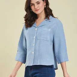 j turritopsis Women Regular Fit Solid Casual Shirt image 5