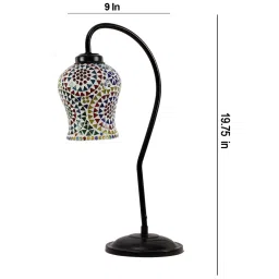 new era Multicolor Mosaic Glass Curvy Table Lamp with Iron Base image 3
