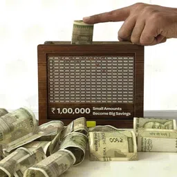 kvr craft Wooden Money Saving Box Cash with Counting Target Piggy Bank-M1 Coin Bank image 1