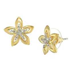 Estele Gold-Plated Floral Studs Earrings image 4