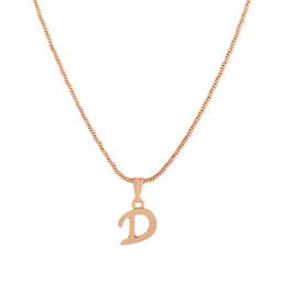 Estele Rose Gold-Plated Initial D Shaped Pendant With Chain image 3
