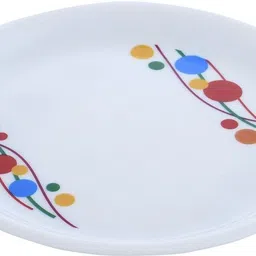 kuber industries Printed Small Round 3 Pieces Unbreakable Virgin Plastic Microwave Safe Dinner/Serving Plates (White) Dinner Plate image 3