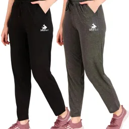 seaprint Pack of 2 Women Solid Black, Grey Track Pants-picture-11