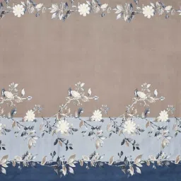 fine tex world Brown and Blue Floral 220 TC Microfiber King Size Fitted Bedsheet With 2 Pillow Covers image 2