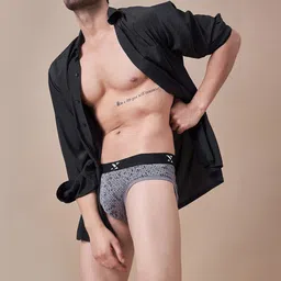 Masch Sports Pack Of 2 Printed Anti-Microbial Basic Briefs BRF-2-PRT-EI-GRY-ET-BLU image 3