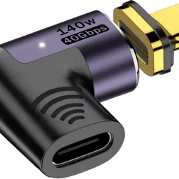 microware Magnetic USB C 90 Degree Adapter, with PD 140W/40 Gbps/8K@60hz Video Charging, Compatible with Steam Deck, Switch, VR and More Type C Device Right Angle Laptop Accessory-image-5