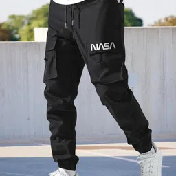 di fashion Men Slim Fit Black Cotton Blend Trousers-picture-35