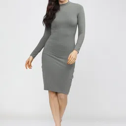 Women Bodycon Green Knee Length Dress-image-51