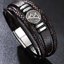 karishma kreations Leather Silver Bracelet image 1