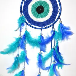 Evil eye crochet Feng shui dreamcatcher 9"inches ring Feather Dream Catcher-image-47