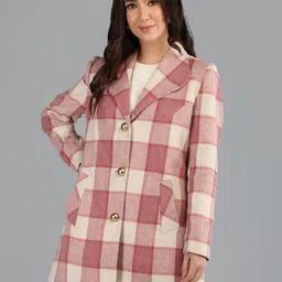 honnete 100 % Polyester Checkered Coat For Women image 4