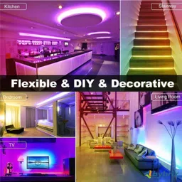 hybrix LED Ceiling Light (16 Mtr. Roll) Cove Rope Light, Strip Light, Double Row SMD 5730 LED (Genuine 80 LEDs/Mtr), Waterproof IP67 & Flexible With Free AC Adaptor Plug, Direct 220v AC, Super Bright PINK Color. Recessed Ceiling Light Ceiling Lamp image 3
