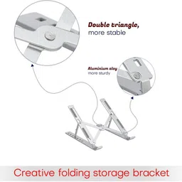 KK PRODUCT LAPTOP STAND METAL MLSTND-01 Aluminium Desk Stand Rotatable Laptop Stand with Adjustable Height Compatible with Universal Laptops image 4