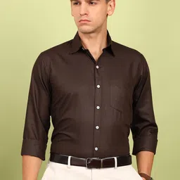 encore by invictus Men Slim Fit Solid Spread Collar Formal Shirt image 1