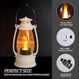 kavyara LED Mini Lantern with Acrylic Chimney | 8–12 Hrs. Burning Time | Flameless White Plastic Hanging Lantern image 5