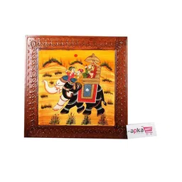 apka mart Brown and Yellow Wooden Chowki Bajot image 2