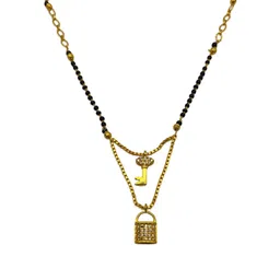 Digital Dress Room Gold-Plated & Black Beaded Mangalsutra image 3
