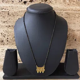 Digital Dress Room Gold-Plated Black Beaded Mangalsutra image 3