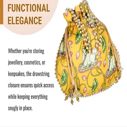 Kuber Industries Printed Embellished Detail Potli Clutches image 3