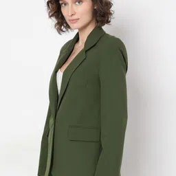 maykr Women Solid Single Breasted Formal Blazer image 3