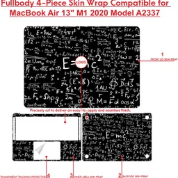 dzazner Fullbody 4 in 1 Precision Cut Laptop Skin Wrap (Top, Bottom, Around Keyboard, Trackpad Protector) Decal Vinyl Sticker Compatible for MacBook Air 13 Inch M1 2020, Model A2337 - Emc2 Black Self Adhesive Vinyl Laptop Decal 13 image 5