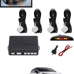 maties 4Pcs White Reverse Parking Sound Warning sensor for car Protection-49 Car Reverse Parking White 4 Sensor With LED Display/Buzzer -49 Parking Sensor-picture-25