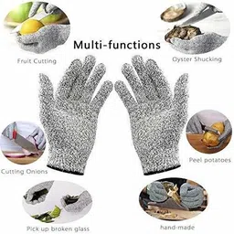 dpiszone Cut Resistant Gloves, High Performance Level 5 Protection, Food Grade Kitchen Glove for Hand Safety while Cutting, Cooking, doing hard Work Synthetic Synthetic Safety Gloves SyntheticSafety Gloves image 2