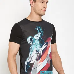 Wear Your Mind Captain America Printed Knitted T-Shirt image 5