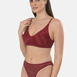 mod & shy Women Maroon Self-Design Lingerie Set MS352 image 5