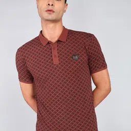 being human Men Printed Polo Neck Cotton Blend Brown T-Shirt-picture-15