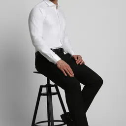 peter england Men Slim Fit Self Design Spread Collar Formal Shirt image 2