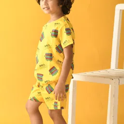 Anthrilo Boys Yellow & Green Printed Night suit image 5