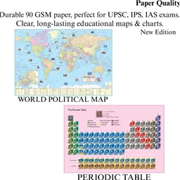 gajalakshmii finances Pack of 4 Maps – India Physical, World Political, World Physical & Periodic Table Chart, 28x40 Inch (70x100 cm), 90 GSM Thick Paper, Soft English Medium Paper, QR Code, SSC UPSC Competitive Exam Study, New Edition Paper Print image 3