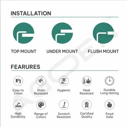 agoen Single Bowl Granite Quartz Kitchen Sink | 24x18x9 Inch Scratch & Stain Resistant | Natural Stone Look | With Waste Pipe & Coupling Under Counter Basin image 5