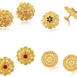 vighnaharta Traditional Trend 1gm Gold Plated Earrings for Women [Pack of 4 Pair} Alloy Stud Earring-picture-12