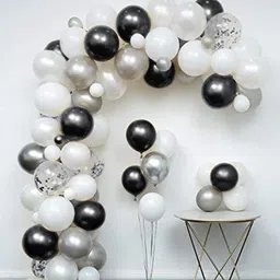 indy toys and fashion Solid White Silver and Black Metallic Shiny Balloon & Silver Balloon-picture-28