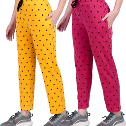Pack of 2 Women Polka Print Multicolor Track Pants-image-7
