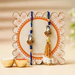 dreamica Bhaiya Bhabhi Rakhi-162 Assorted Showpiece, Rakhi, Chawal Roli Pack, Greeting Card Set image 2