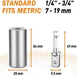 dytools Universal Wrench Gator-Grip Socket Tool Multi-Size In OneHex 7mm - 19mm Socket Set image 2