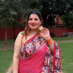 moda rapido Embellished, Geometric Print Bollywood Georgette Saree image 3