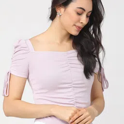 Tokyo Talkies Purple Solid Regular Top image 5
