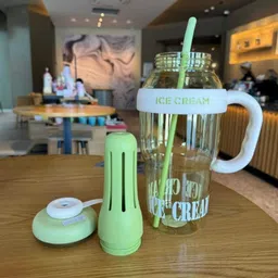 yshvicollection Ice-Cream Sipper Water bottle with Straw Handle 1300 ml Water Bottle image 1