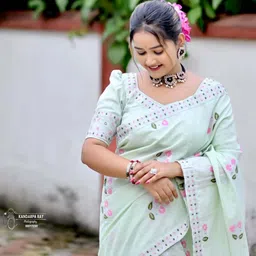 yinatz ky garcia creation Self Design Mekhela Chador Pure Cotton Saree-picture-10