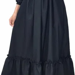 raiyani enterprise Women Fit and Flare Black Midi/Calf Length Dress image 2