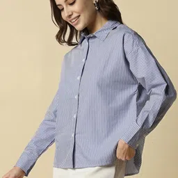 allen solly Women Regular Fit Striped Formal Shirt image 4