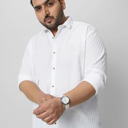 urbano plus Men Regular Fit Self Design Spread Collar Casual Shirt-picture-25