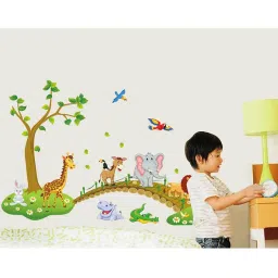 print mantras Tree Animals Over The Bridge Wall Sticker image 3