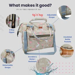 tip 'n' top Premium Baby Diaper Handbag 3-in-1 Carrying Styles with Insulated Bottle Pockets Diaper Handbag Maternity Hospital Bag image 4